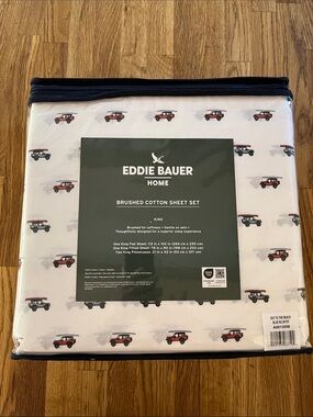 NWT Eddie Bauer King Sheet Set 100% Brushed Cotton
